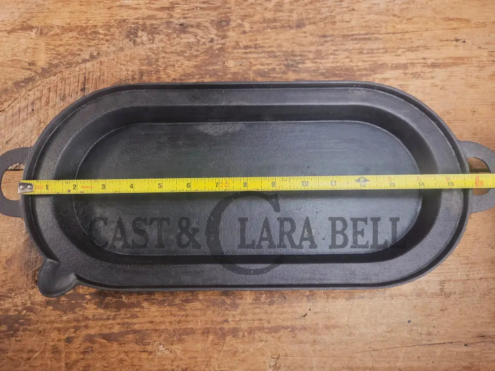 1800βs #7 Antique Gate-marked Long Griddle/Fish Fryer Griddle