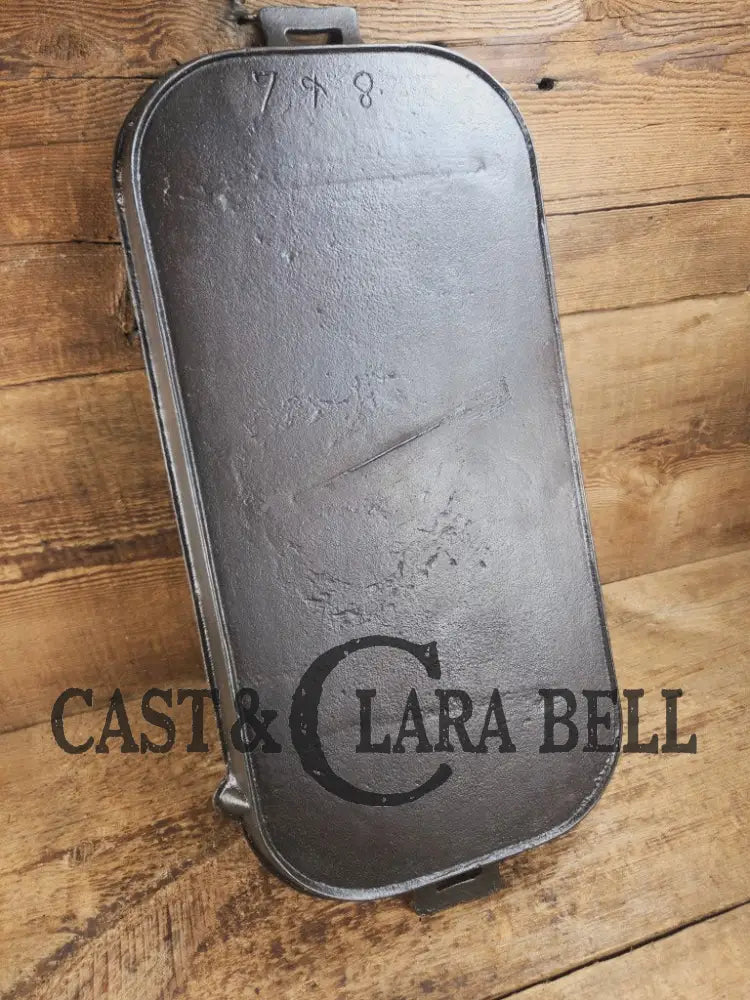 1800βs #8 (Marked 7 & 8) Antique Gate-marked Long Griddle/Fish Fryer Griddle