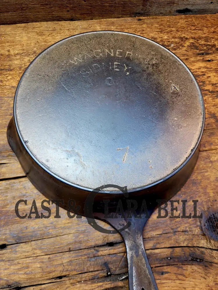 1895-1910βS! Htf Wagner Sidney #7 Cast Iron Skillet Double Arc Logo And Plated Finish. βAβ