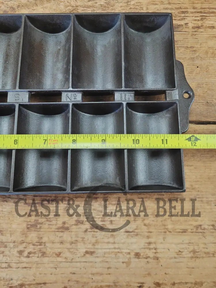 1900βs Griswold New England style (N.E.S embossed) βFrench Rollβ Style cast iron bread pan