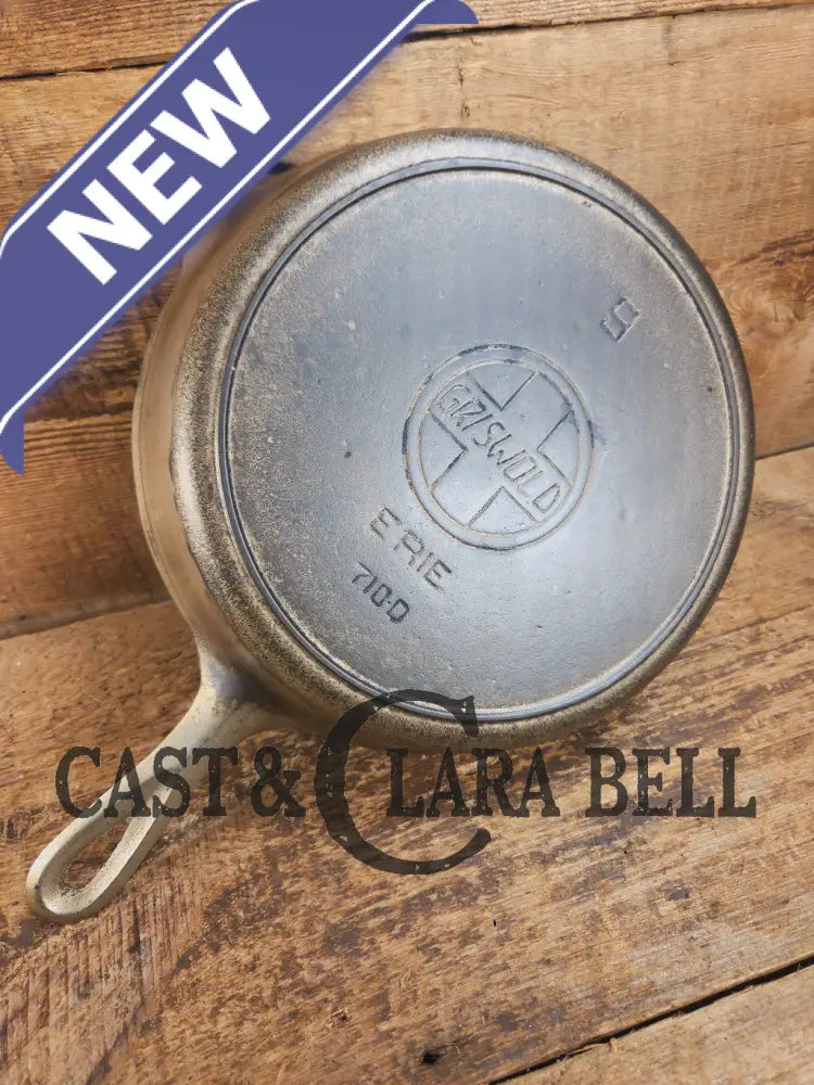 1910βs Griswold #9 Cast Iron Skillet with Heat Ring and Slant Logo βErie,β 710 D Skillet