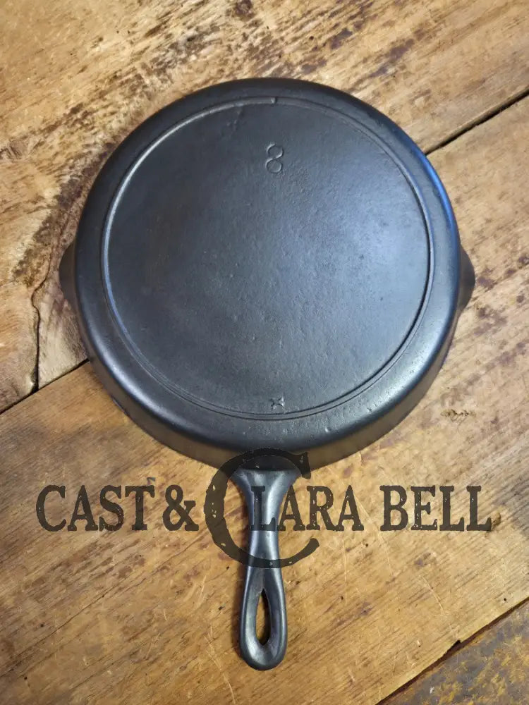 1910’s very early Lodge #8 Cast Iron Skillet with Single Notch and Raised X Skillet