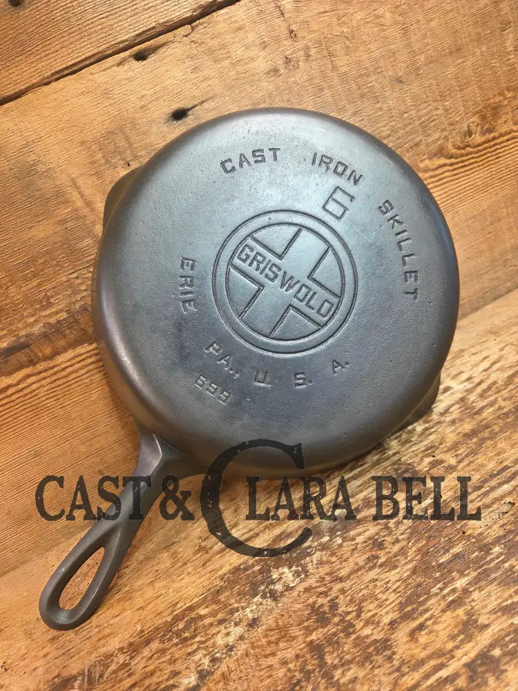 1920’s Griswold #6 Skillet with Large Block Logo and Smooth Bottom 699 - Skillet