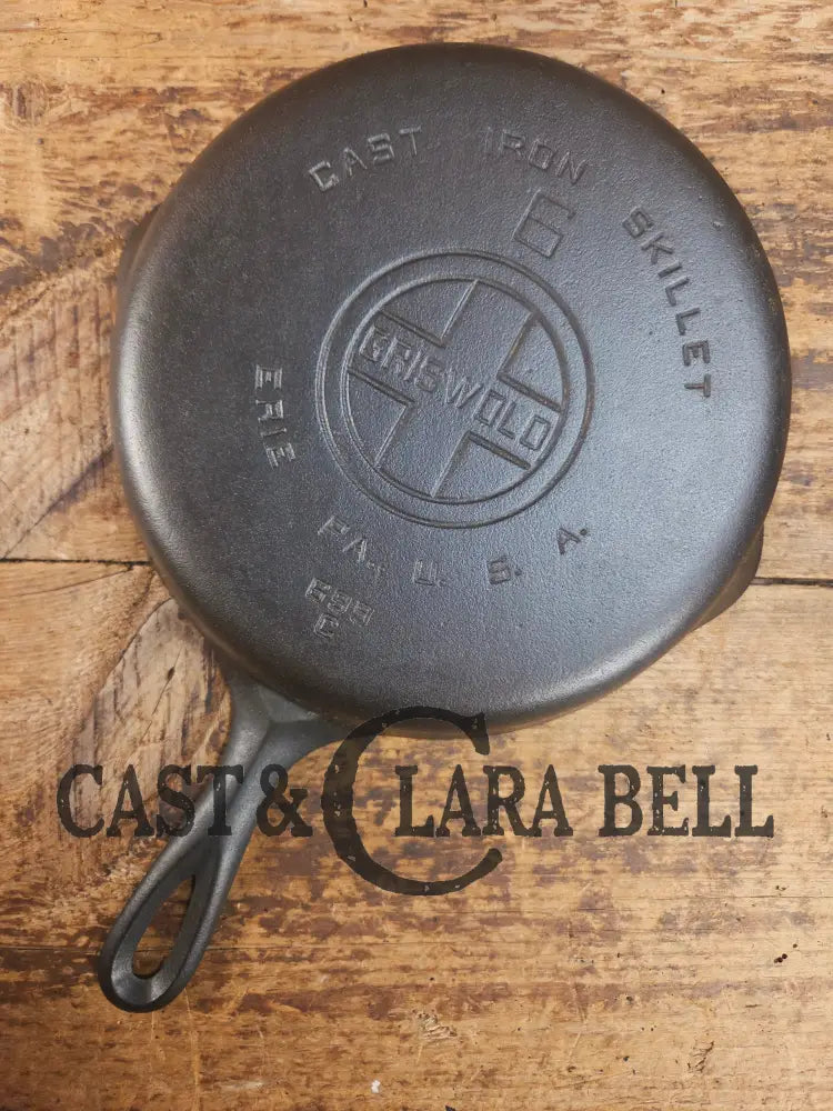 1920’s Griswold #6 Skillet with Large Block Logo and Smooth Bottom 699 C