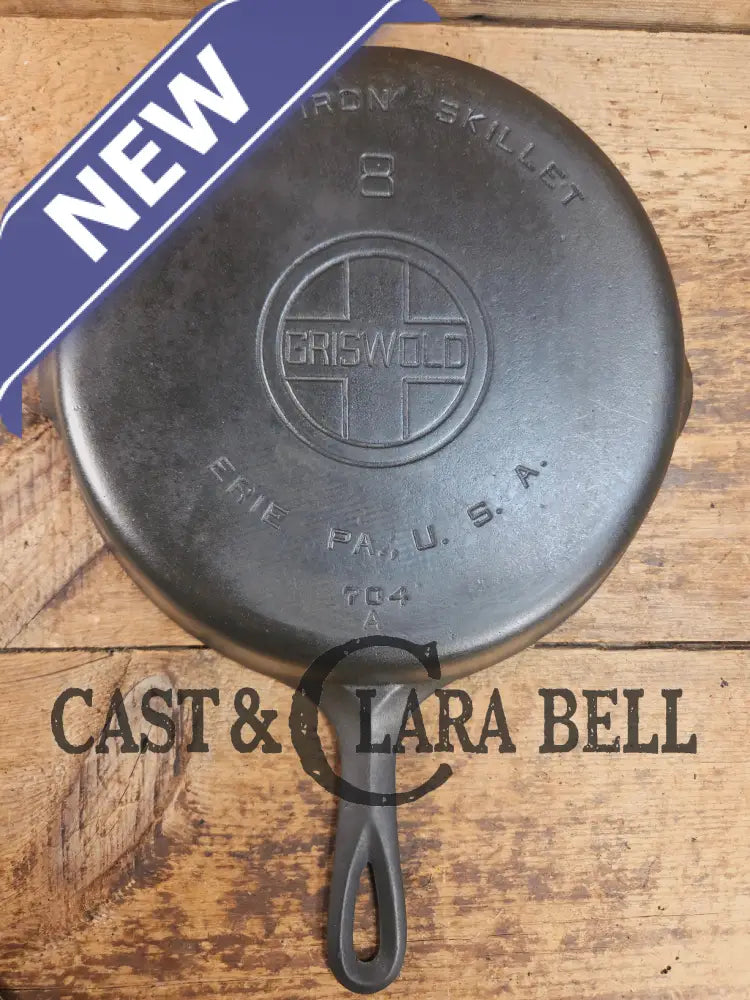 1920βs Griswold #8 Skillet with Large Block Logo and Smooth Bottom 704 A Skillet