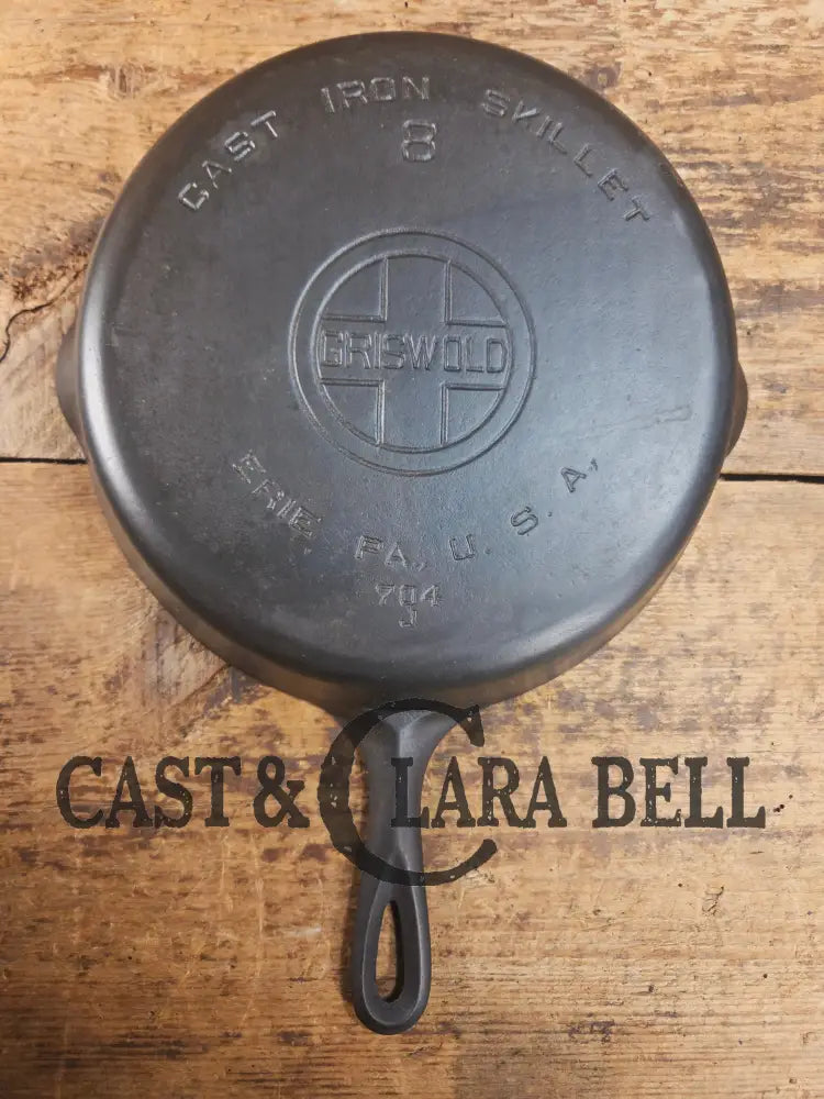 1920’s Griswold #8 Skillet with Large Block Logo and Smooth Bottom 704 J Skillet