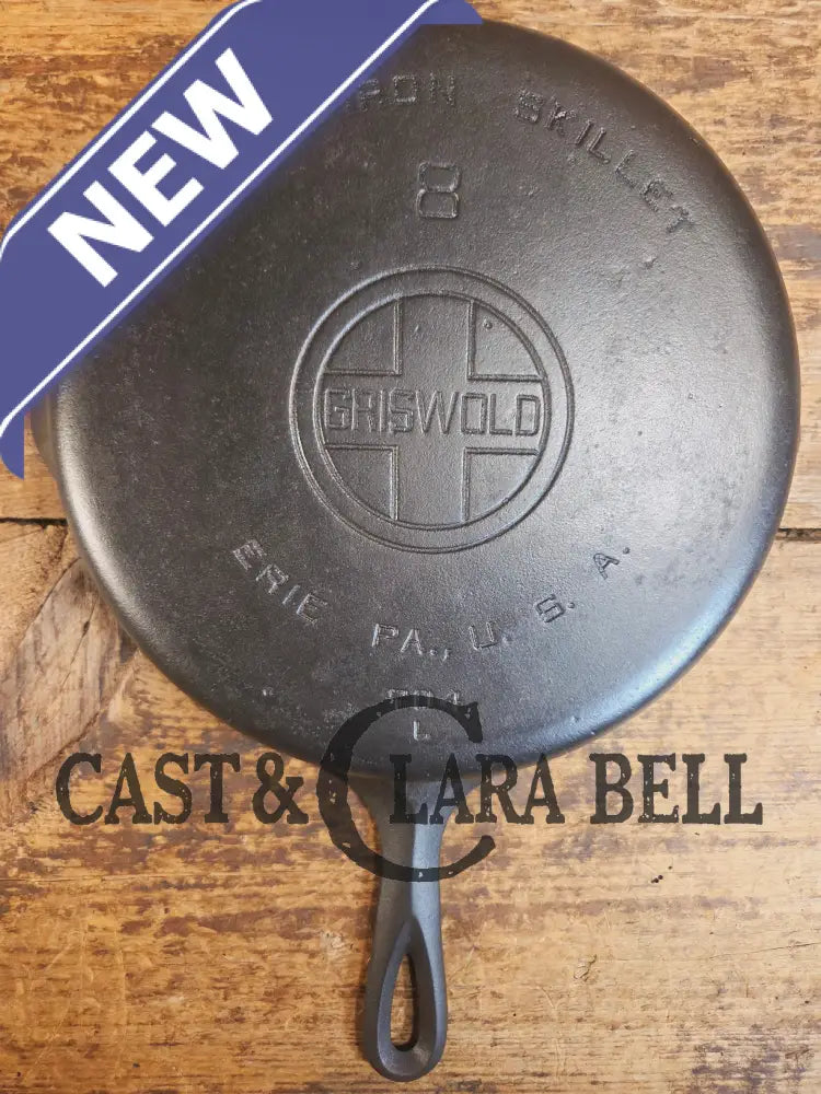 1920βs Griswold #8 Skillet with Large Block Logo and Smooth Bottom 704 L - Skillet
