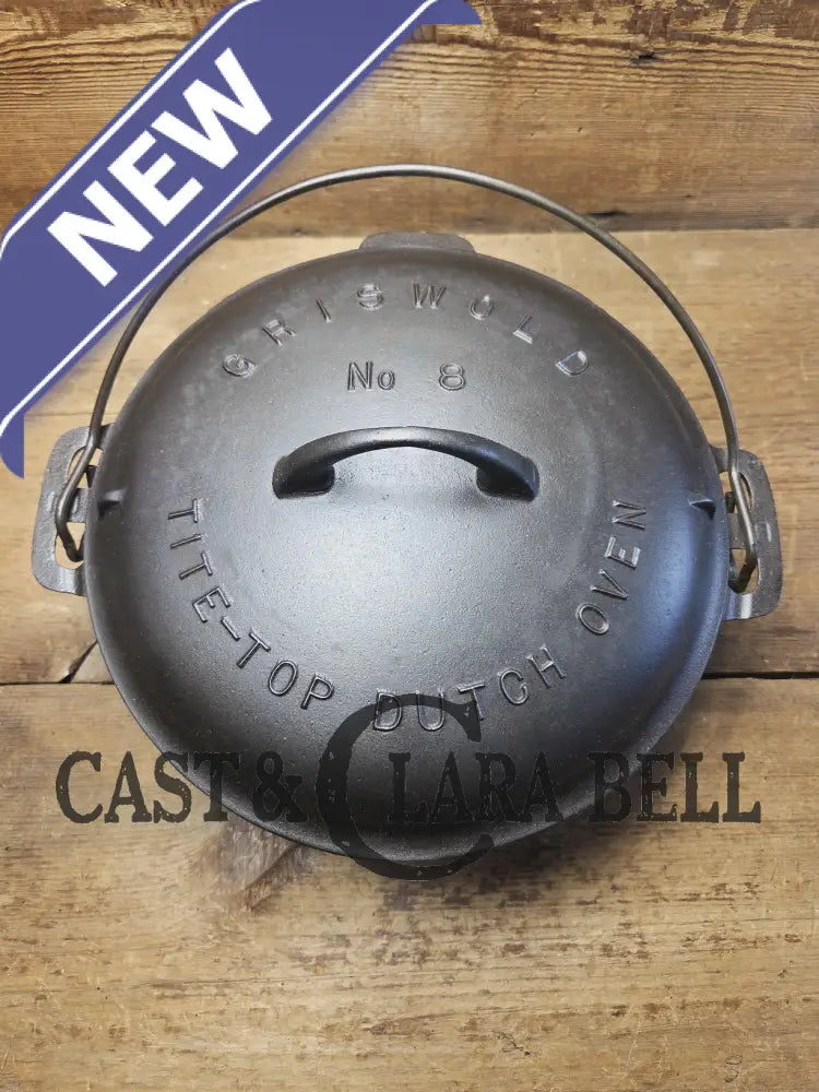 1920βs Griswold #8 Tite-Top Cast Iron Dutch Oven with Large Block Logo 833 and High Dome Lid with Block Logo 2551