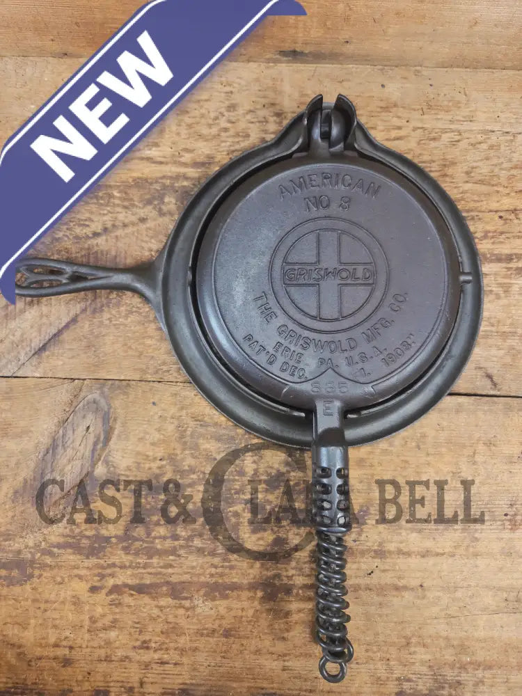 1920’s Griswold No. 8 Waffle Iron (886/885) with original handles & short base 884 - Waffle Iron