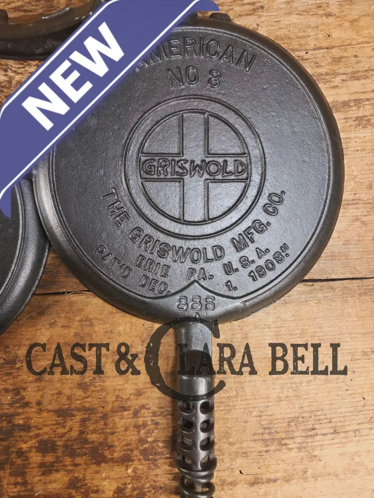 1920βs Griswold No. 8 Waffle Iron (886/885) with short base 795 Waffle Iron