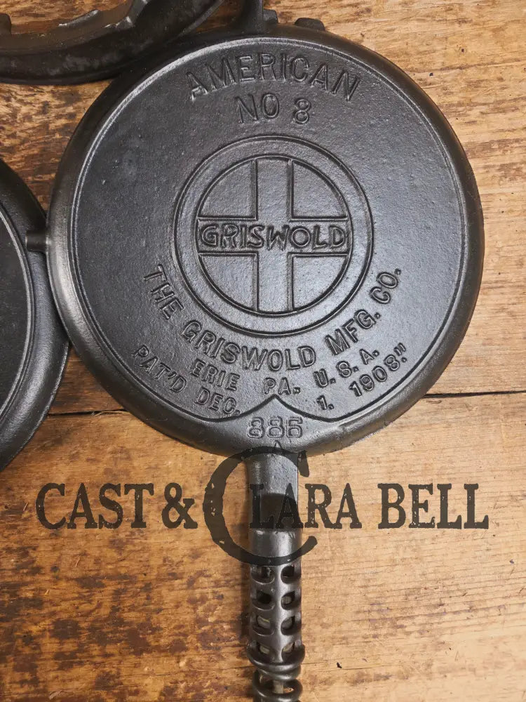 1920’s Griswold No. 8 Waffle Iron (886/885) with short base 795 Waffle Iron