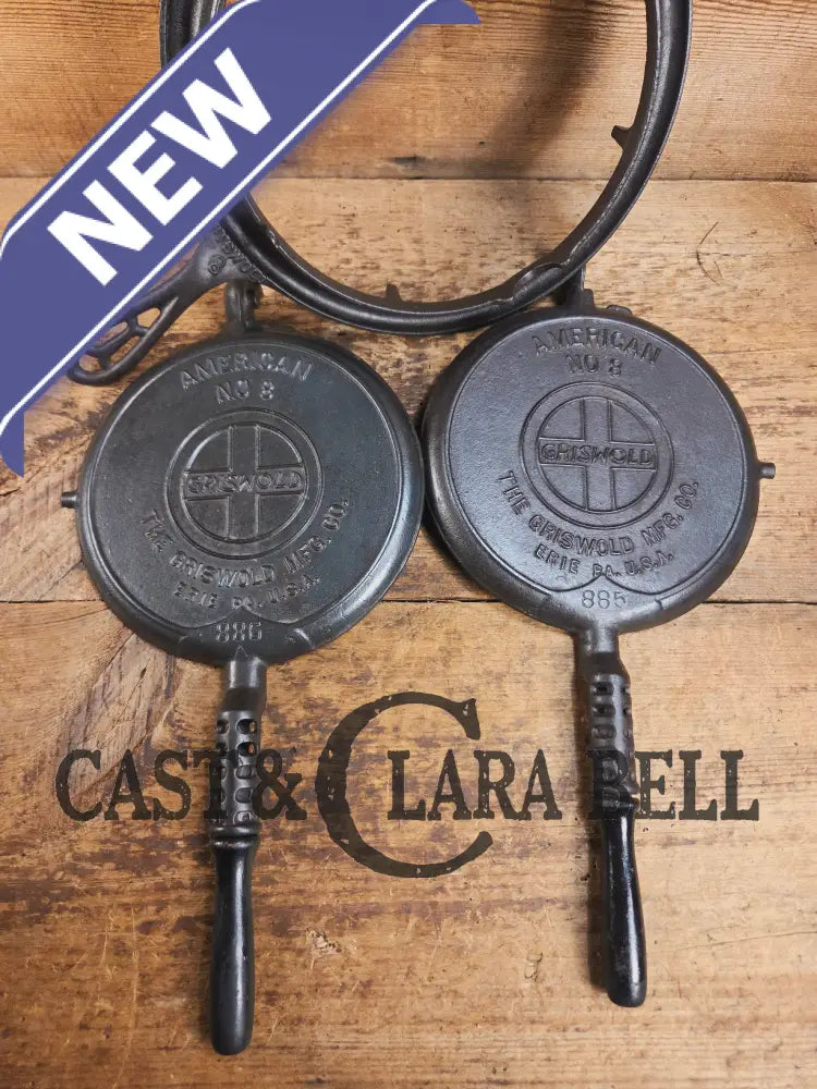 1920βs Griswold No. 8 Waffle Iron (886/885) with short base 795 and original wood handles Waffle Iron