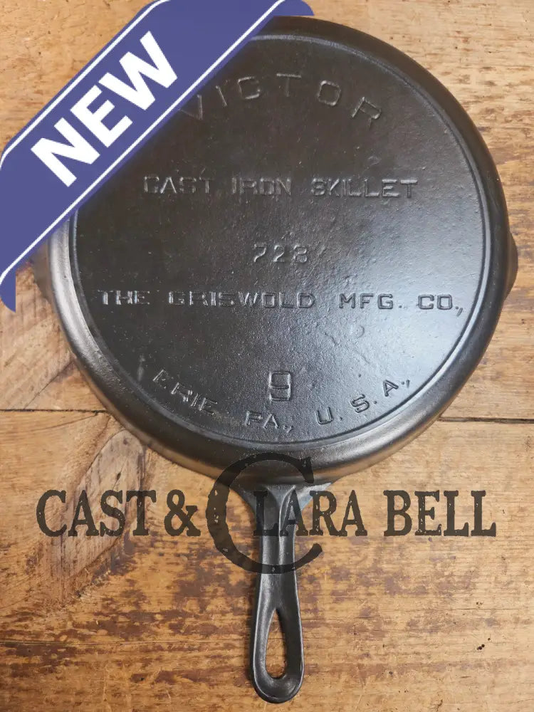 1920βs Griswoldβs Victor #9 Skillet with Heat Ring 723. Hard to Find and Amazing in the kitchen! Skillet