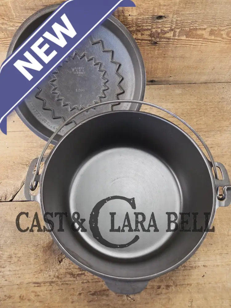 1930’s Beautiful! Wagner #8 Dutch Oven with Sawtooth pattern Lid 1268 B. Perfect for soups breads or stews! Dutch Ovens