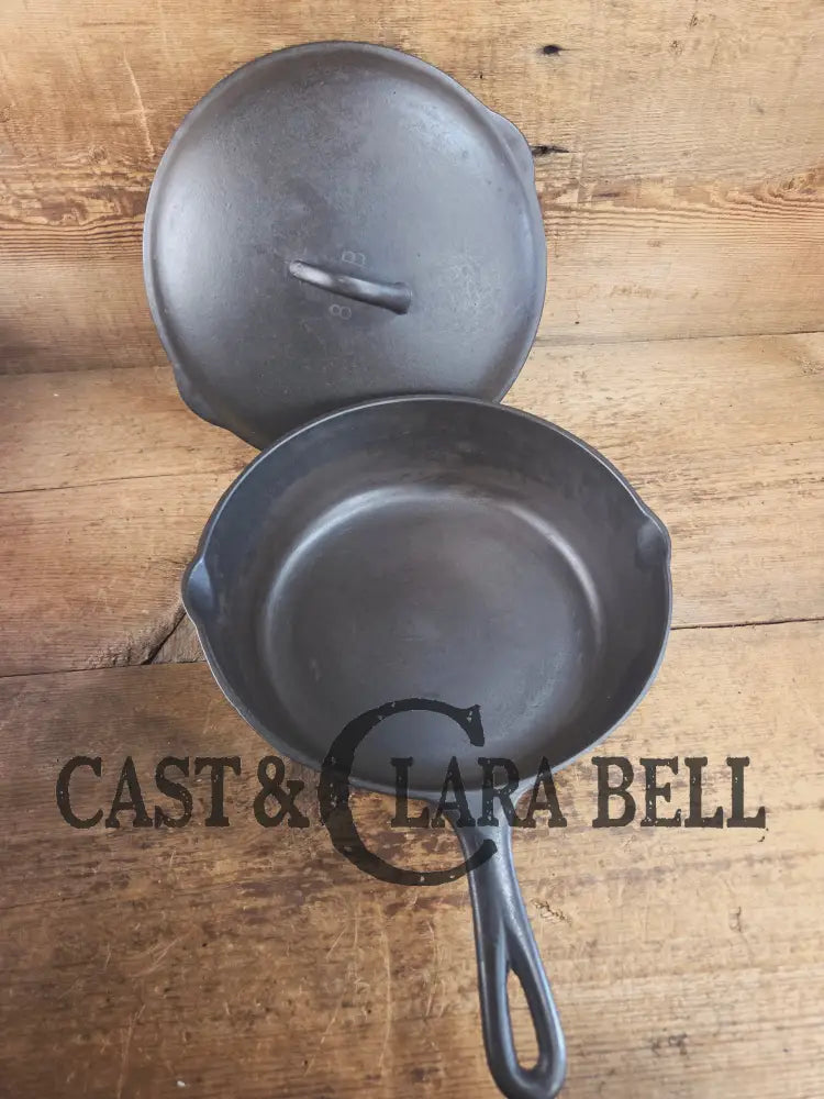 1930βs Birmingham Stove & Range (BSR) Red Mountain Series #8G2 Deep Skillet 8 with Lid 8B. Restored and ready to fry!