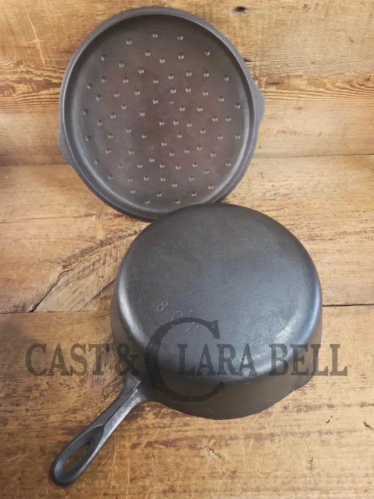 1930’s Birmingham Stove & Range (BSR) Red Mountain Series #8G2 Deep Skillet 8 with Lid 8B. Restored and ready to fry!
