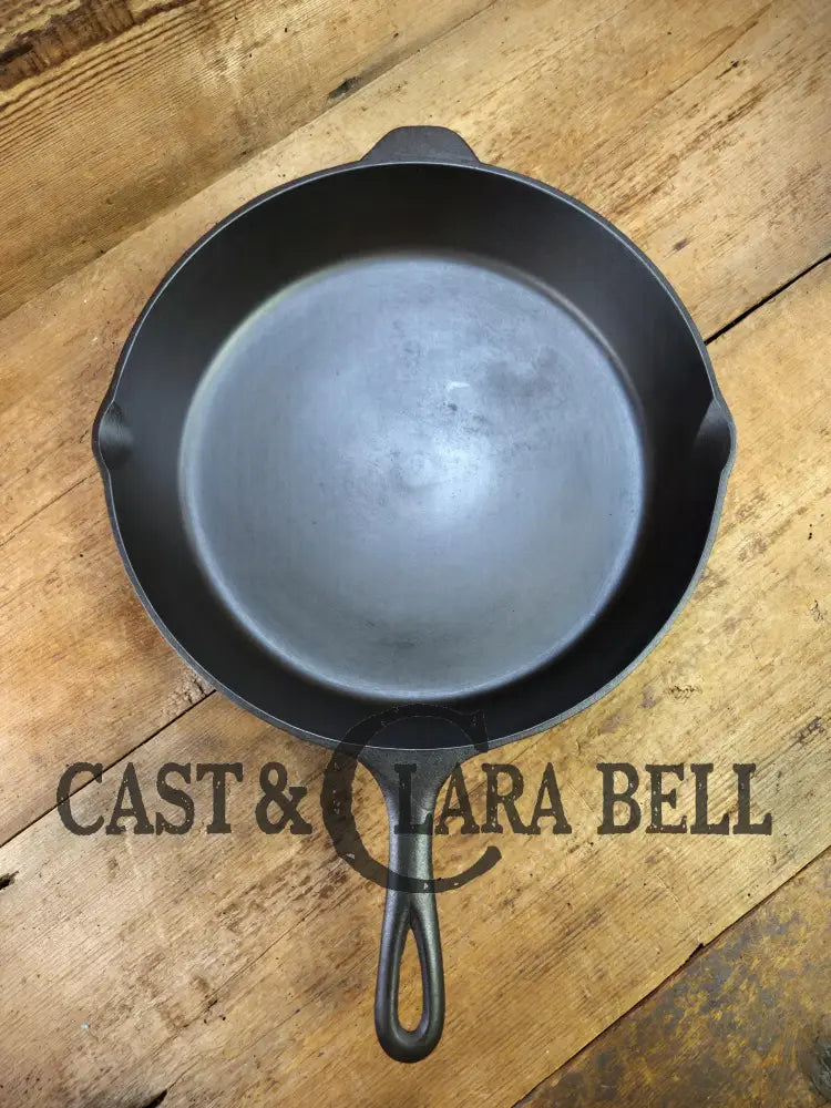 1930’s era Lodge #12 Cast Iron Skillet with 3 Notch Heat Ring. HUGE and perfect for large batch cooking. Gas or
