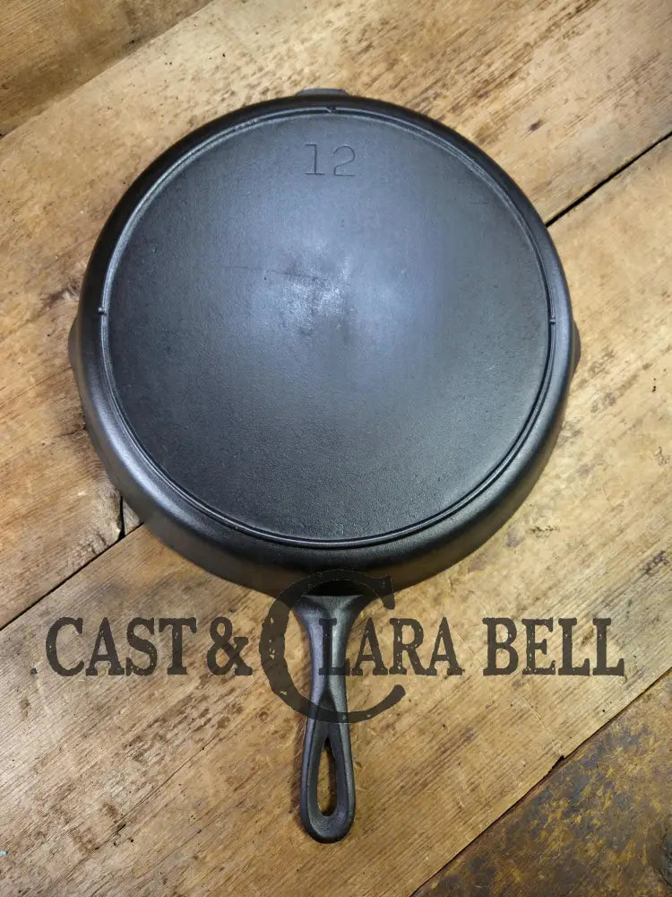 1930’s era Lodge #12 Cast Iron Skillet with 3 Notch Heat Ring. HUGE and perfect for large batch cooking. Gas or