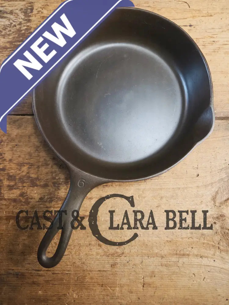 1930s Era Wagner Ware #6 Cast Iron Sautee Skillet with Smooth Bottom 1056 Skillet