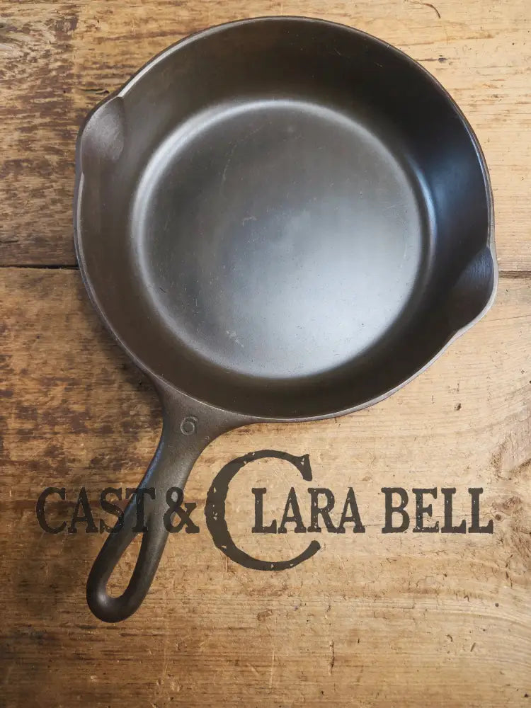 1930s Era Wagner Ware #6 Cast Iron Sautee Skillet with Smooth Bottom 1056 Skillet