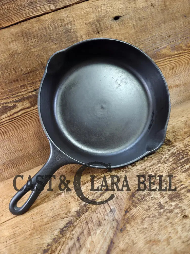 1930s Era Wagner Ware #6 Cast Iron Sautee Skillet with Smooth Bottom 1056 B