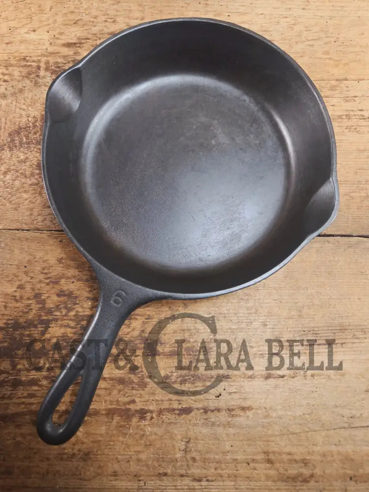 1930s Era Wagner Ware #6 Cast Iron Sautee Skillet with Smooth Bottom 1056 M Skillet