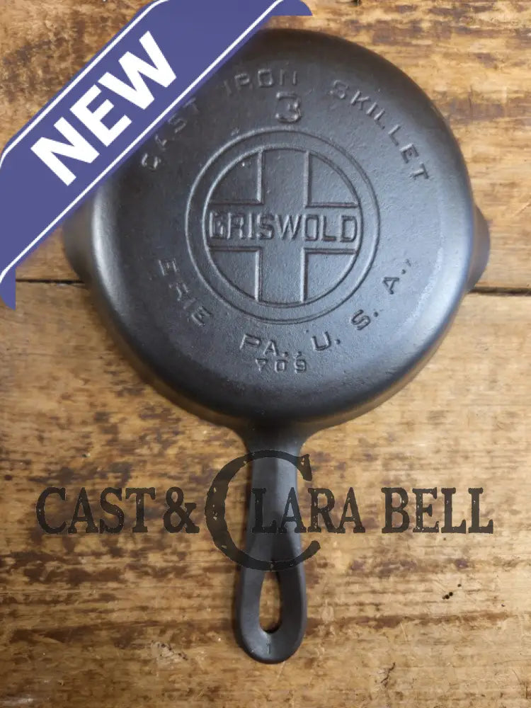 1930βs Griswold #3 Cast Iron Egg Skillet with Large Block Logo 709 Skillet