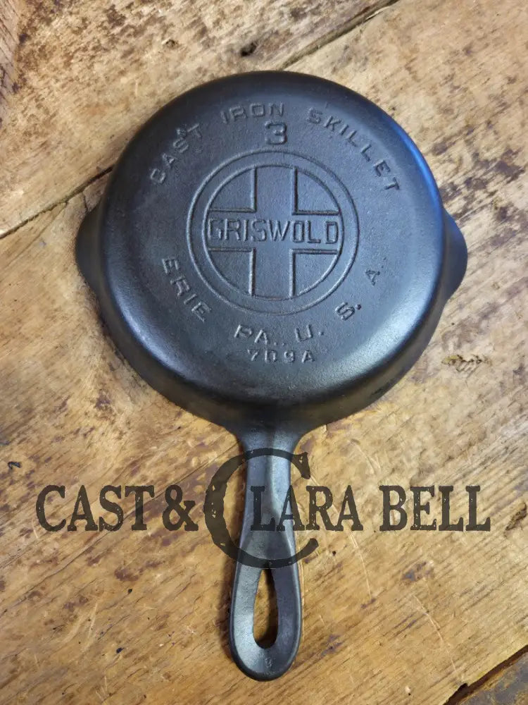 1930’s Griswold #3 Cast Iron Egg Skillet with Large Block Logo 709 A Skillet