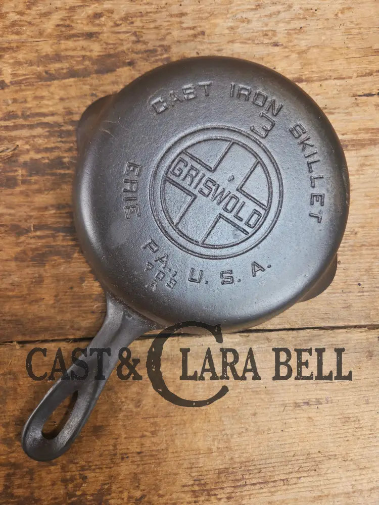 1930’s Griswold #3 Cast Iron Egg Skillet with Large Block Logo 709 A Skillet