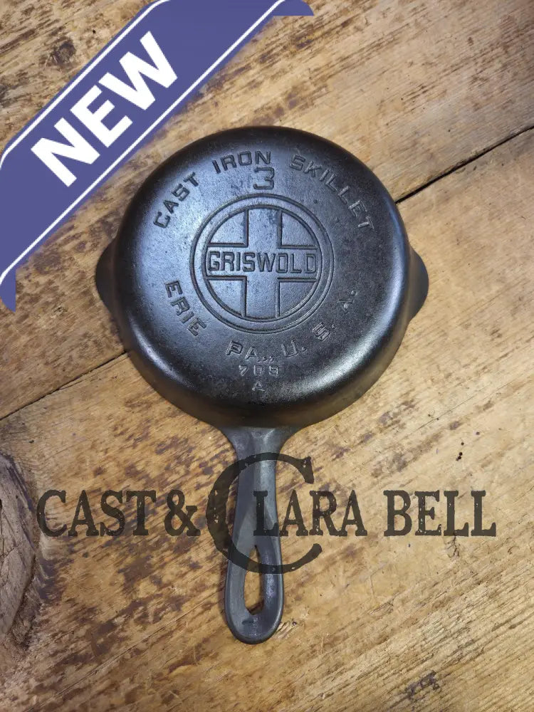 1930βs Griswold #3 Cast Iron Egg Skillet with Large Block Logo 709 A Skillet