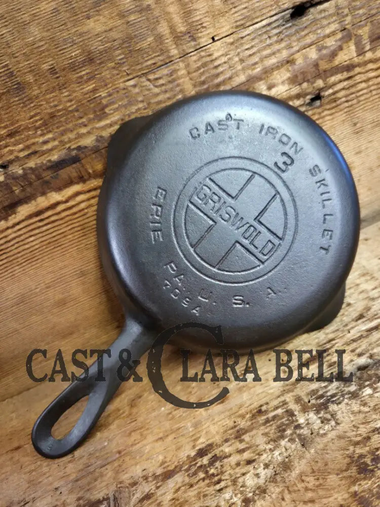 1930’s Griswold #3 Cast Iron Egg Skillet with Large Block Logo 709 A Skillet