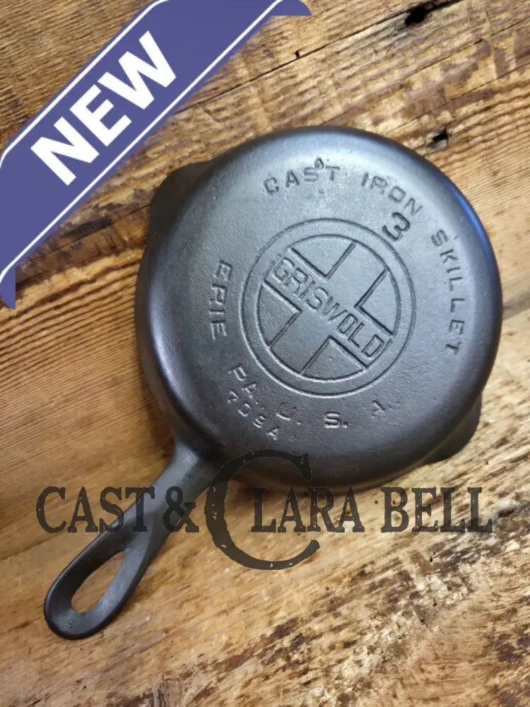 1930’s Griswold #3 Cast Iron Egg Skillet with Large Block Logo 709 A Skillet