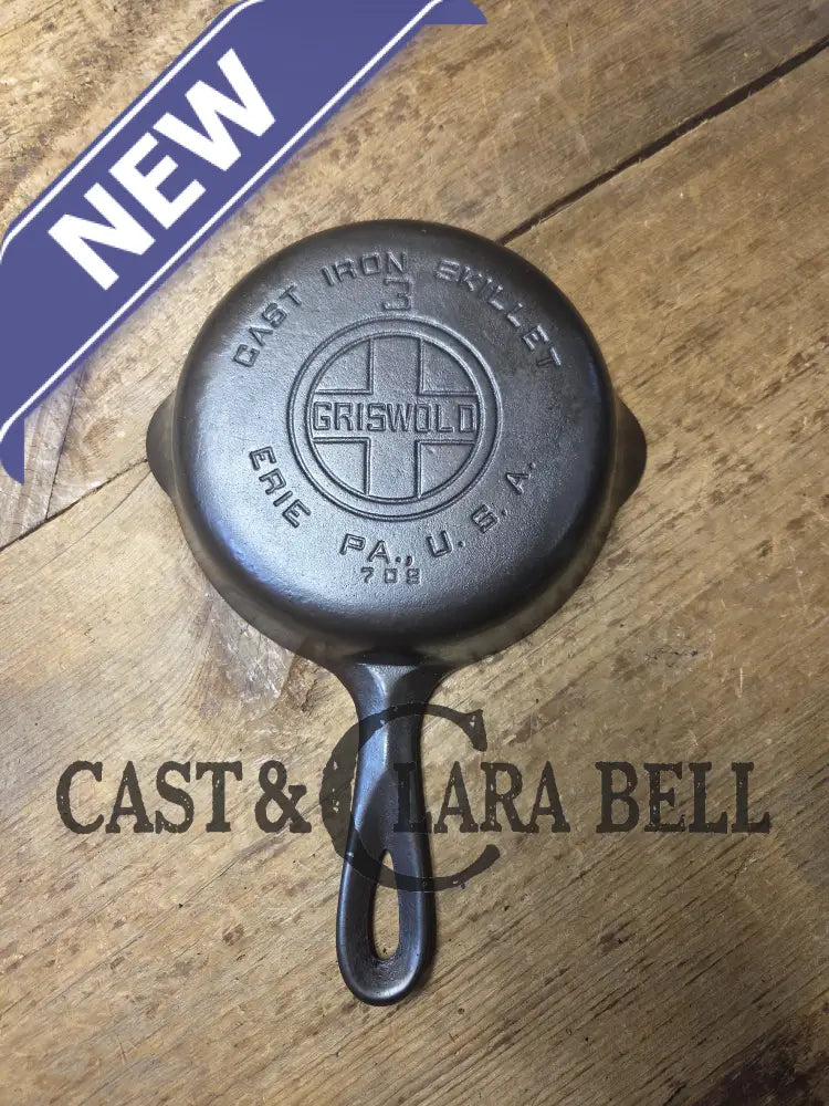 1930’s Griswold #3 Cast Iron Egg Skillet with Large Block Logo 709. A Best Seller! Skillet