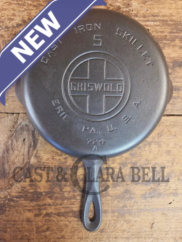 1930βs Griswold #5 Cast Iron Skillet with Large Block Logo and Smooth Bottom 724 A. Awesome sautΓ© skillet! - Skillet
