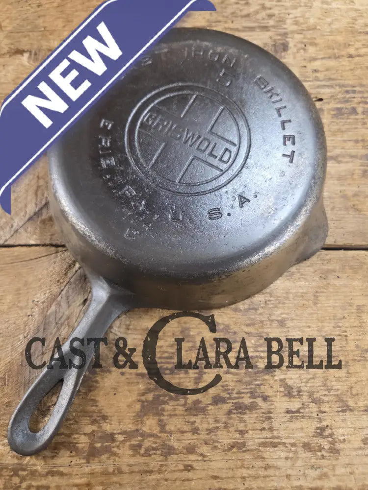 1930’s Griswold #5 Large Block Logo 724 Cast Iron Skillet. Inside black iron outside nickel patina. Very cool &