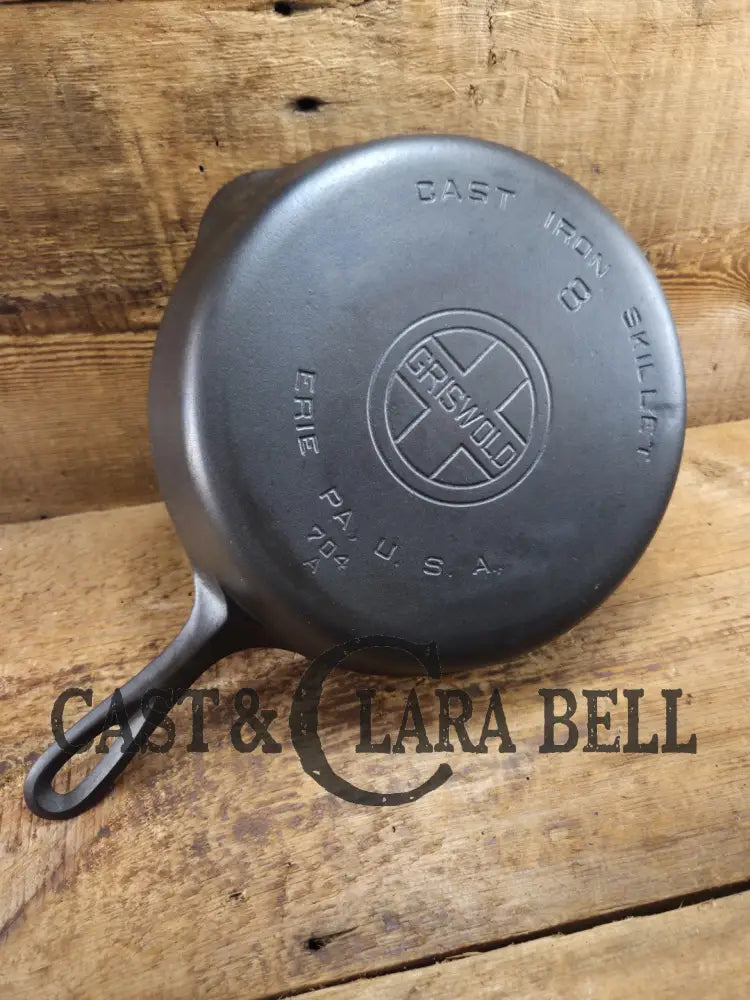 1930’s Griswold #8 Cast Iron Skillet with Large Block Logo 704 A. Perfect for ALL cooktops Skillet