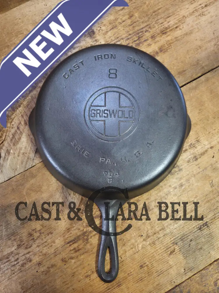 1930’s Griswold #8 Cast Iron Skillet with Large Block Logo 704 B. Perfect for gas and electric cooktops! Skillet