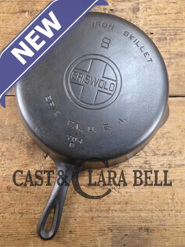1930’s Griswold #8 Cast Iron Skillet with Large Block Logo 704 B. Perfect for gas and electric cooktops! Skillet