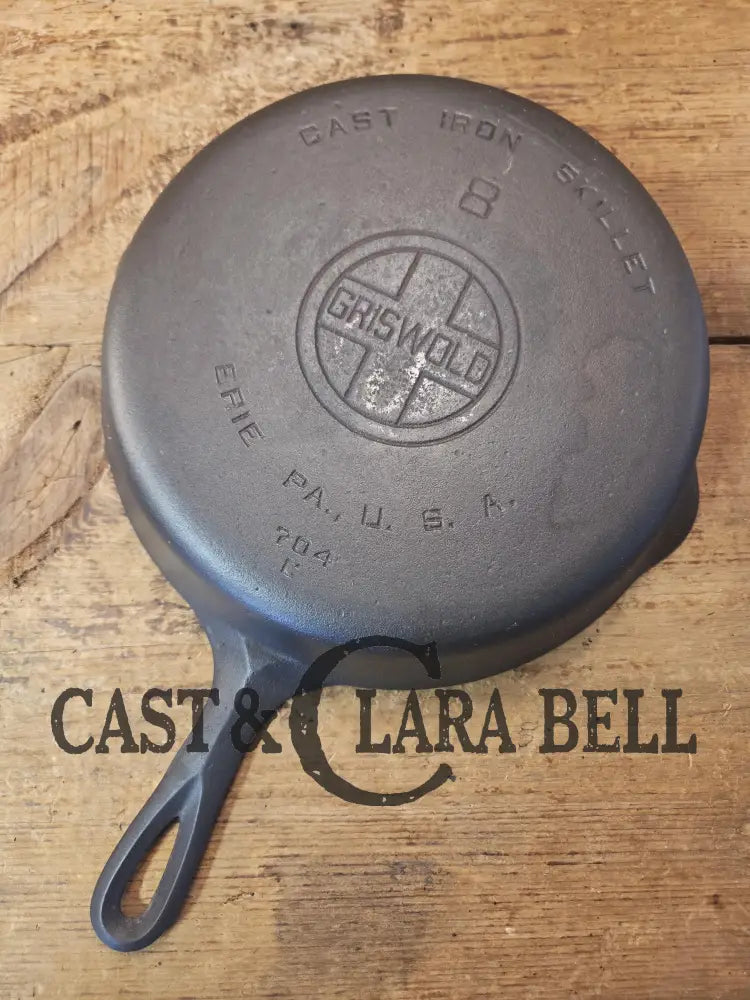 1930’s Griswold #8 Cast Iron Skillet with Large Block Logo 704 C Skillet