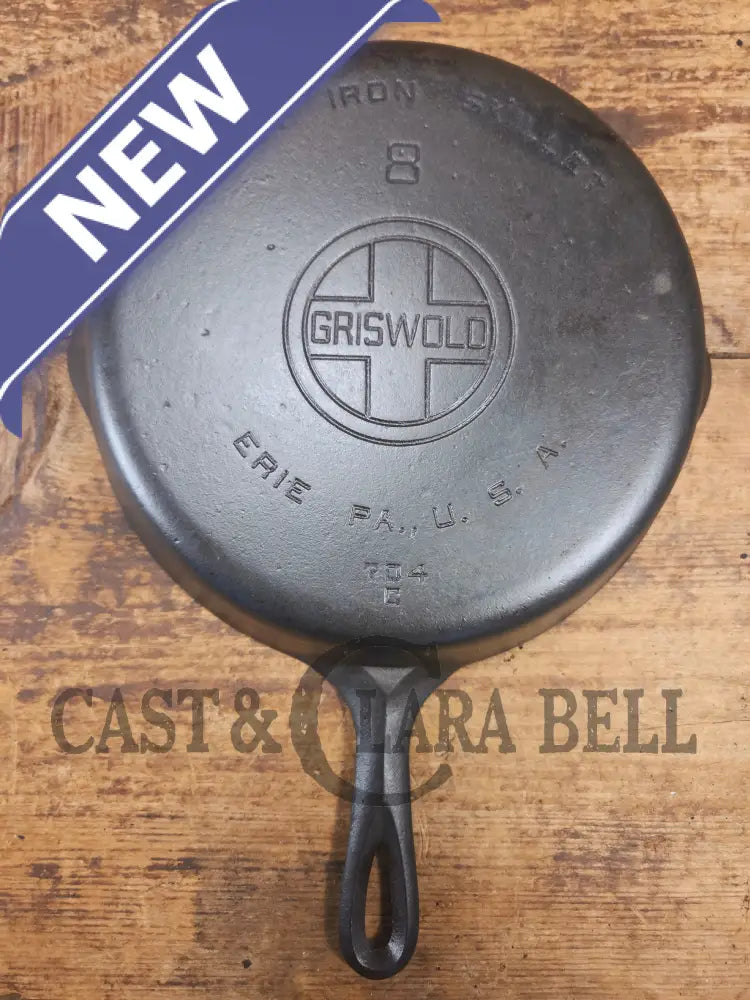 1930’s Griswold #8 Cast Iron Skillet with Large Block Logo 704 C - Skillet