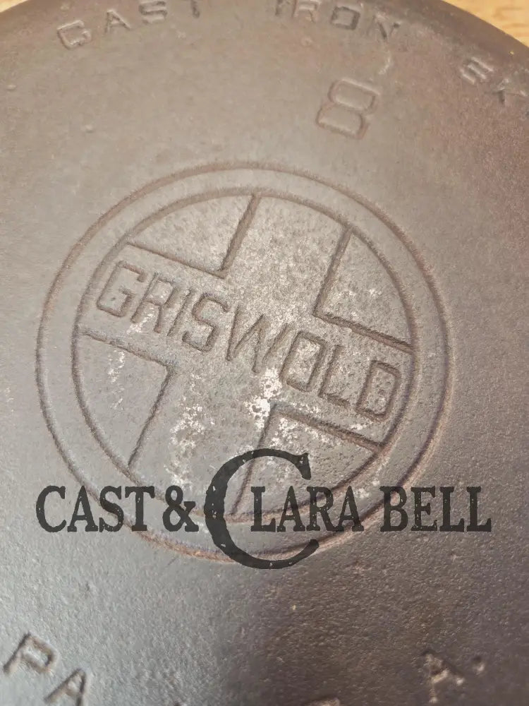 1930’s Griswold #8 Cast Iron Skillet with Large Block Logo 704 C Skillet