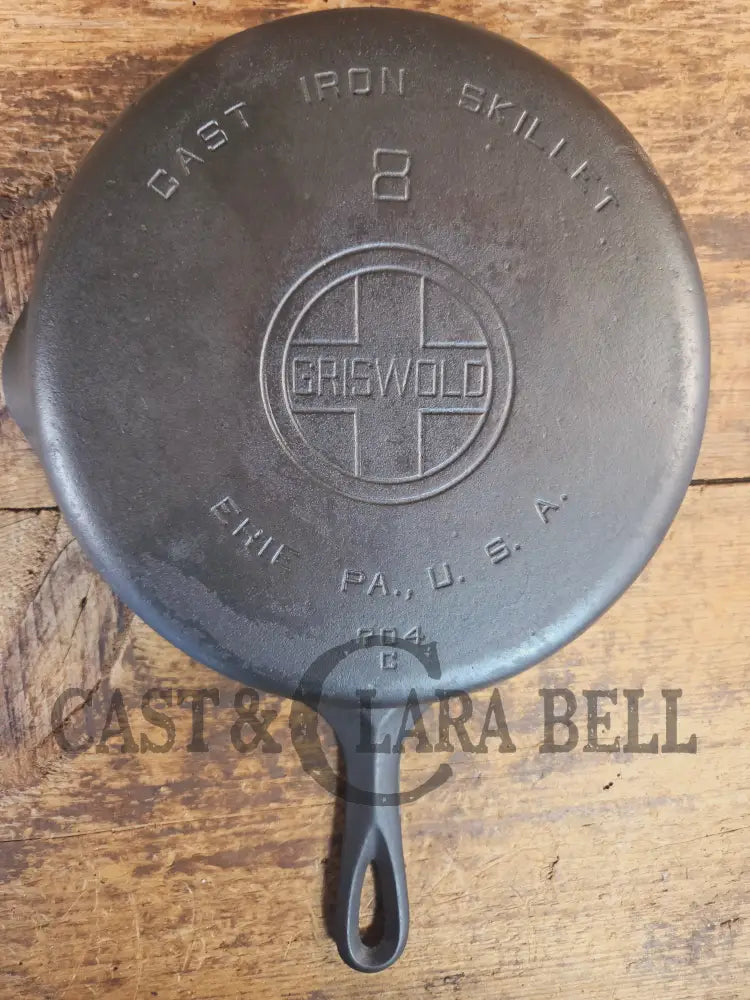 1930’s Griswold #8 Cast Iron Skillet with Large Block Logo 704 C - Skillet