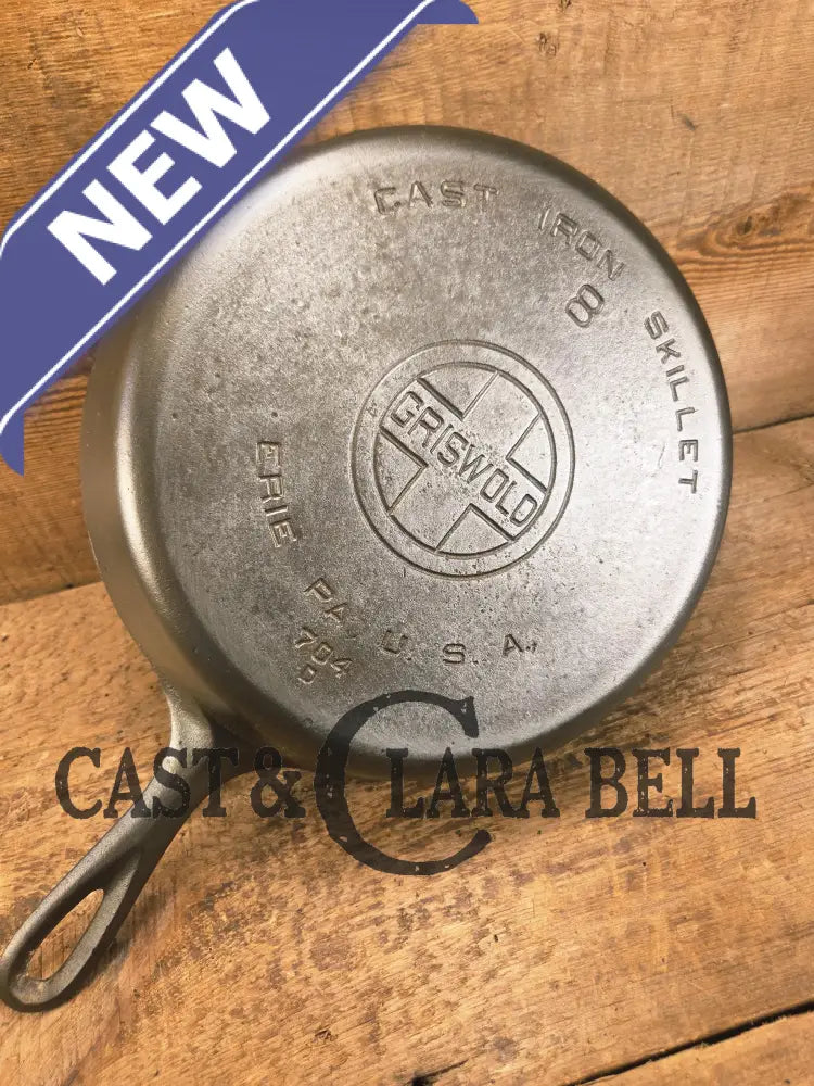 1930’s Griswold #8 Cast Iron Skillet with Large Block Logo 704 D Skillet
