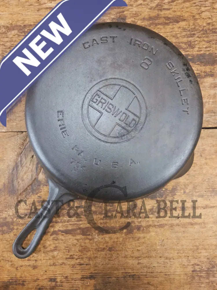 1930’s Griswold #8 Cast Iron Skillet with Large Block Logo 704 H - Skillet