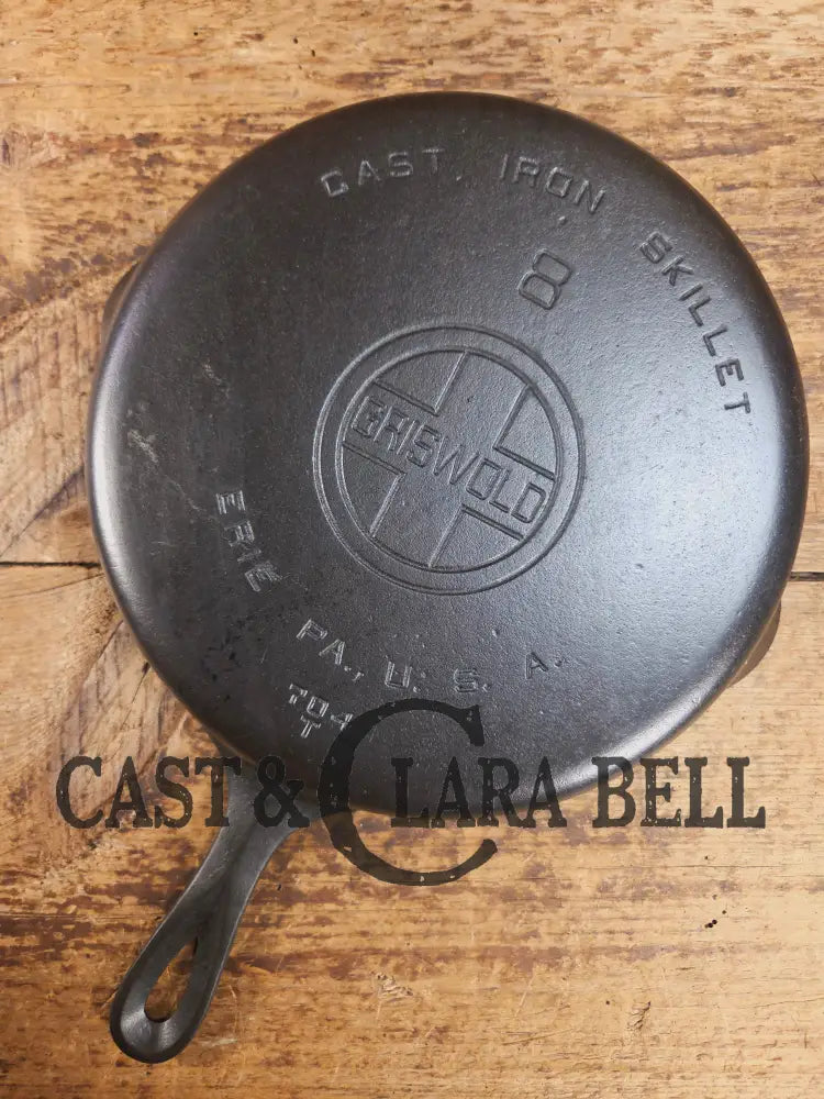1930’s Griswold #8 Cast Iron Skillet with Large Block Logo 704 T Skillet