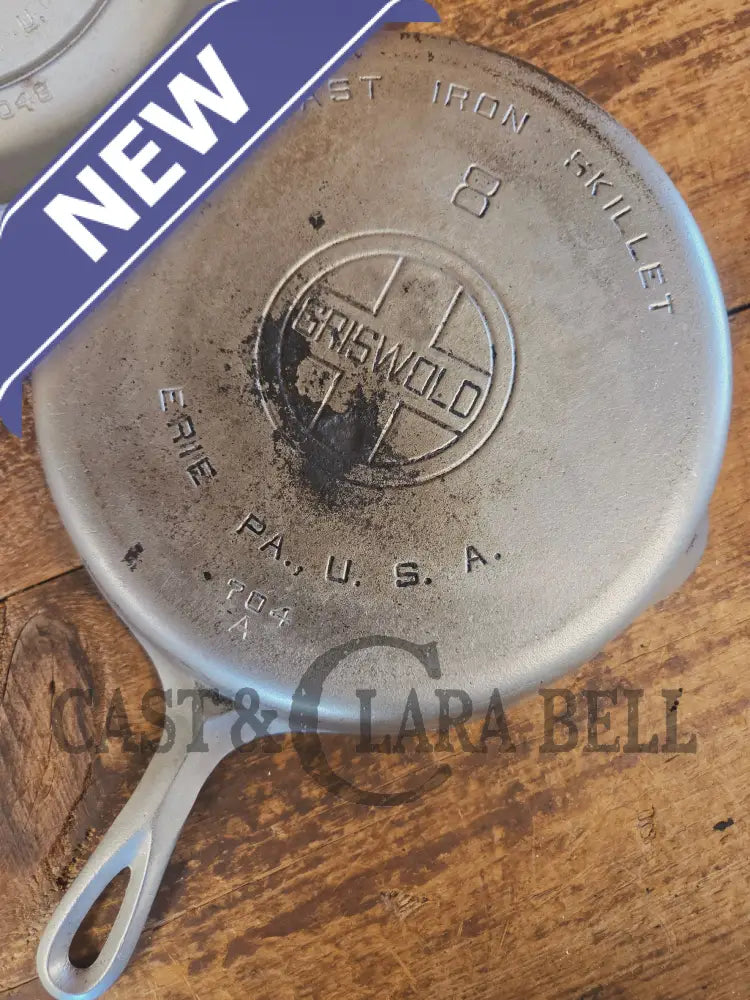 1930’s Griswold #8 Chrome Finish Cast Iron Skillet AND Matching Lid - Skillet