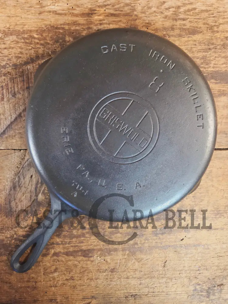 1930’s Griswold #8 Skillet with Large Block Logo and Smooth Bottom 704 A - Skillet