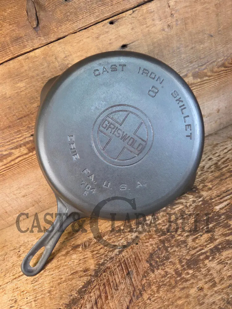 1930’s Griswold #8 Skillet with Large Block Logo and Smooth Bottom 704 S - Skillet