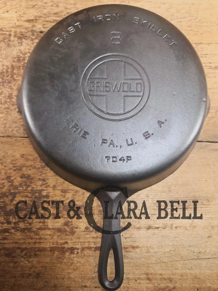 The Classic! Griswold #8 Skillet with Large Block Logo and Smooth Bottom Erie PA USA p/n 704 P Skillet