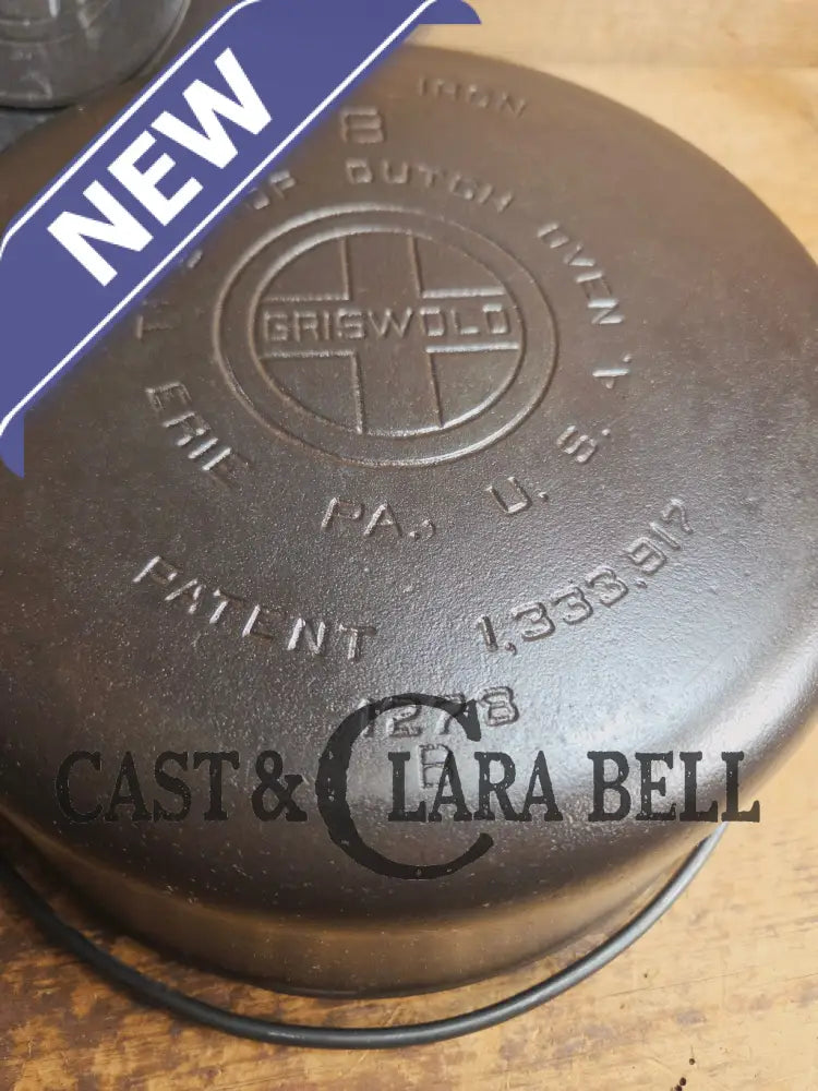 1930’s Griswold #8 Tite-Top Dutch Oven 1278 B fully marked raised Matching Lid (2551 A)! Perfect for soups & stews.